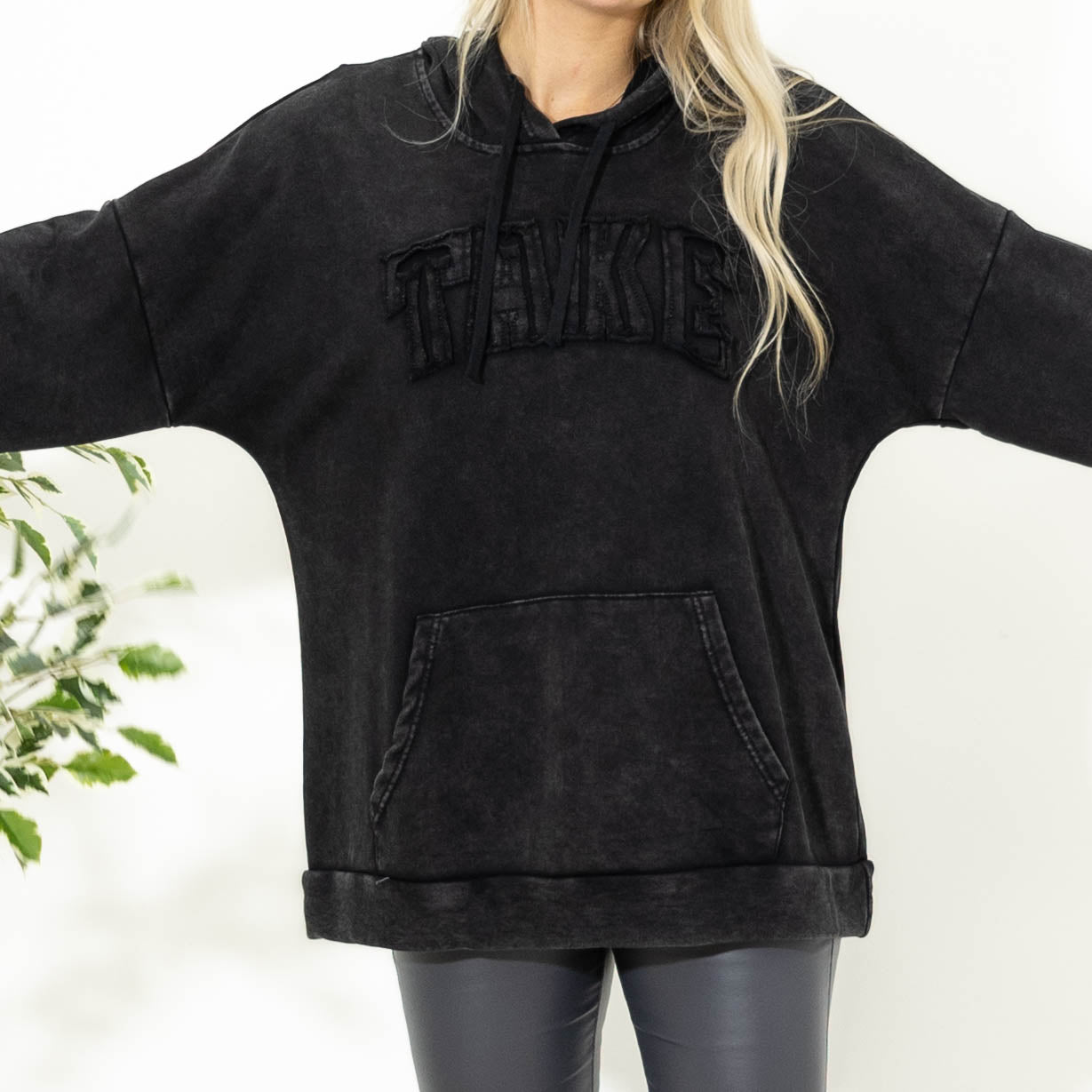 Nessie acid washed sweatshirt, Sort
