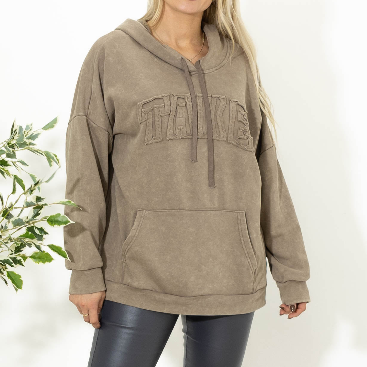 Nessie acid washed sweatshirt, Taupe