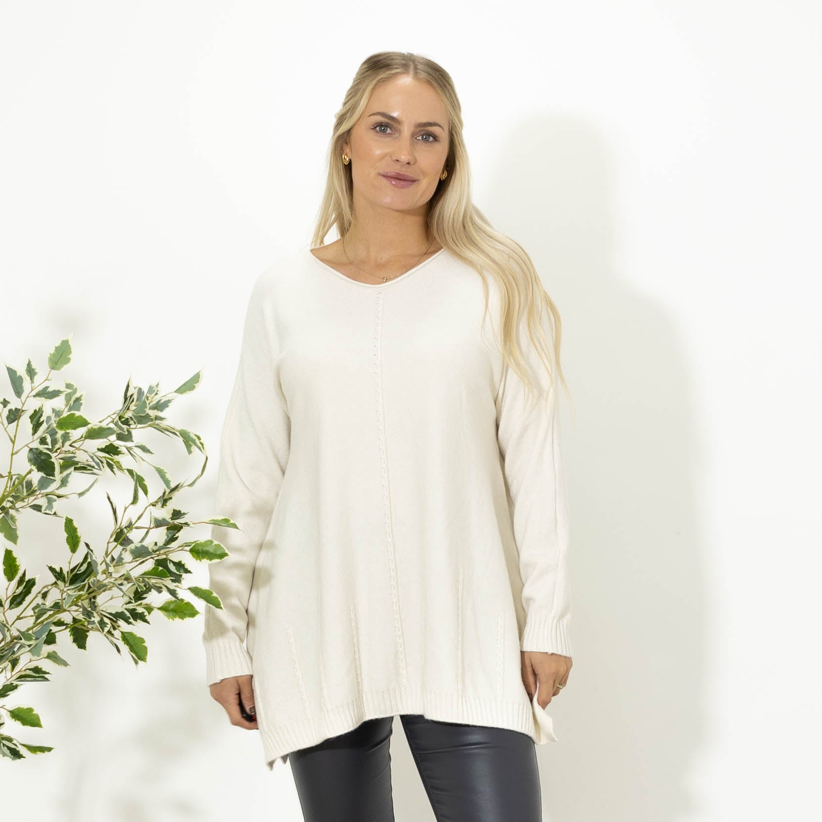 Gritt strik tunika, Beige