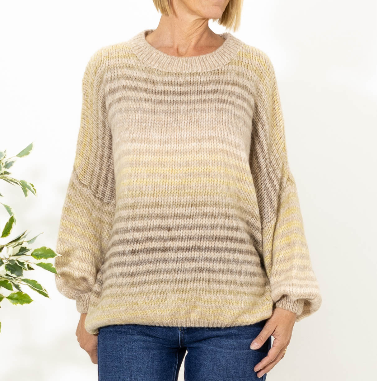 Tammy stribet strik, Beige