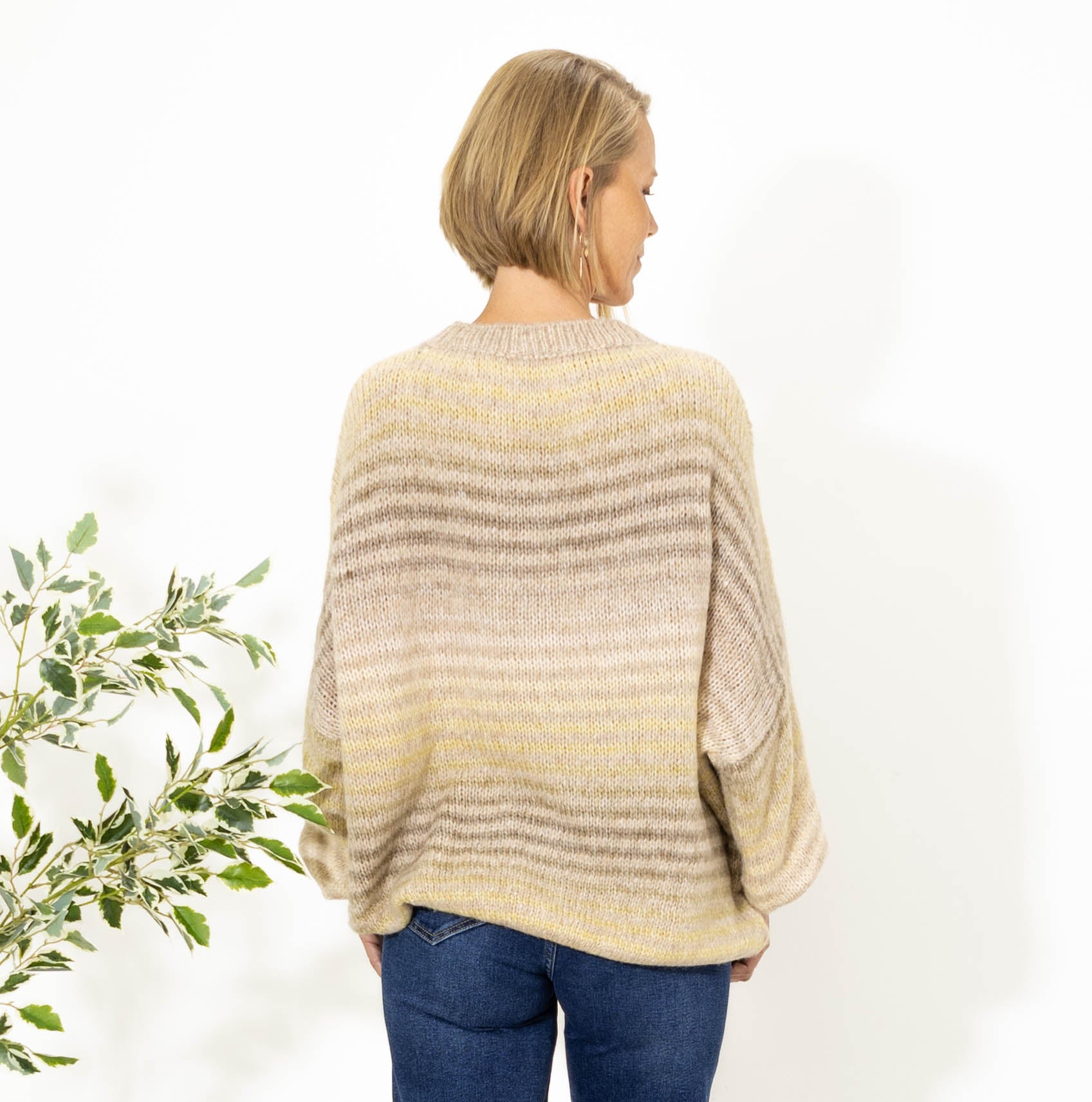 Tammy stribet strik, Beige