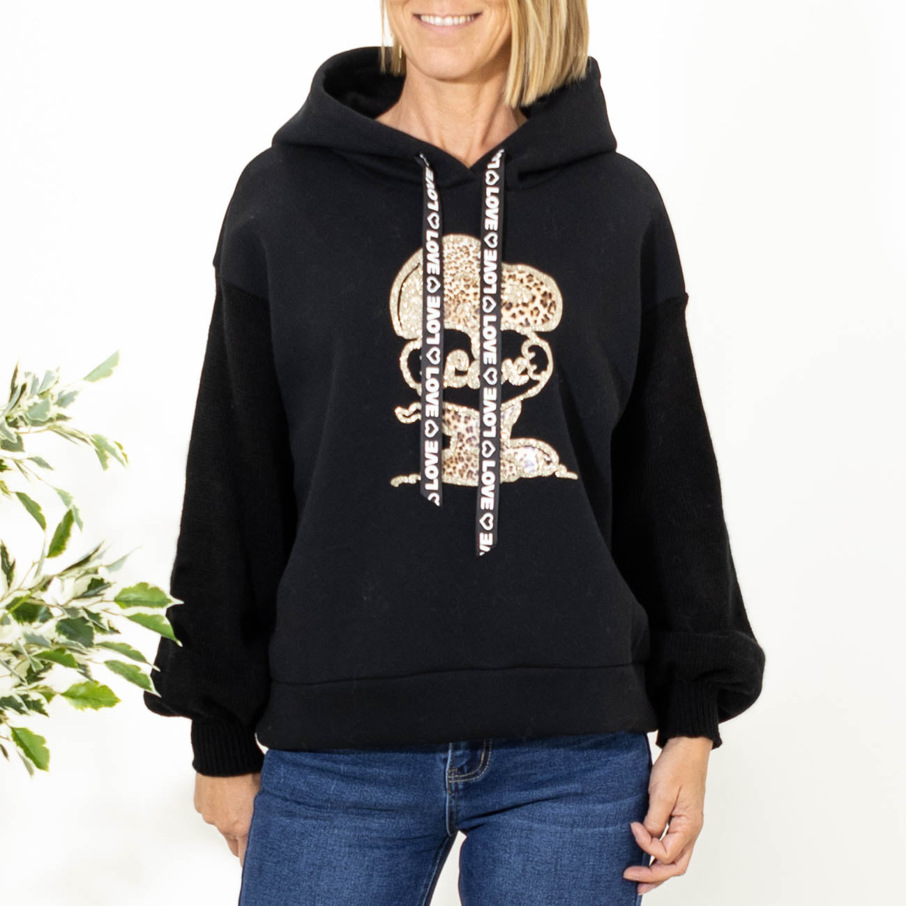 Patty sweatshirt m. hoodie, Sort