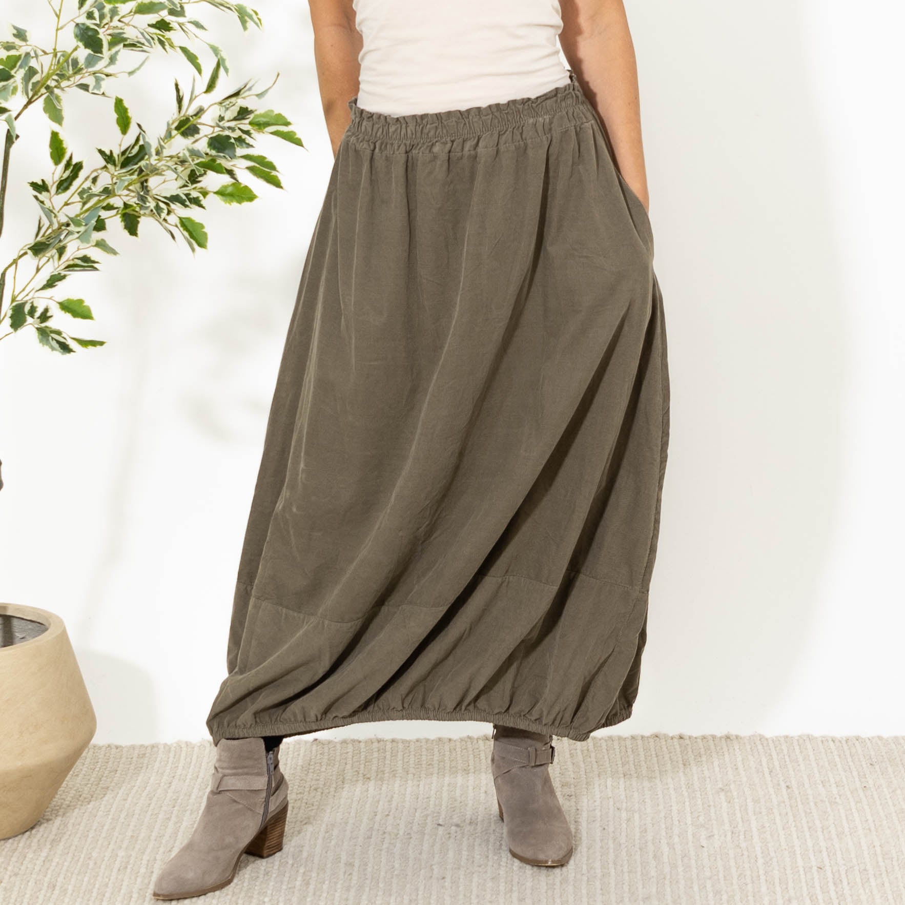 Quinn bomulds nederdel, Taupe