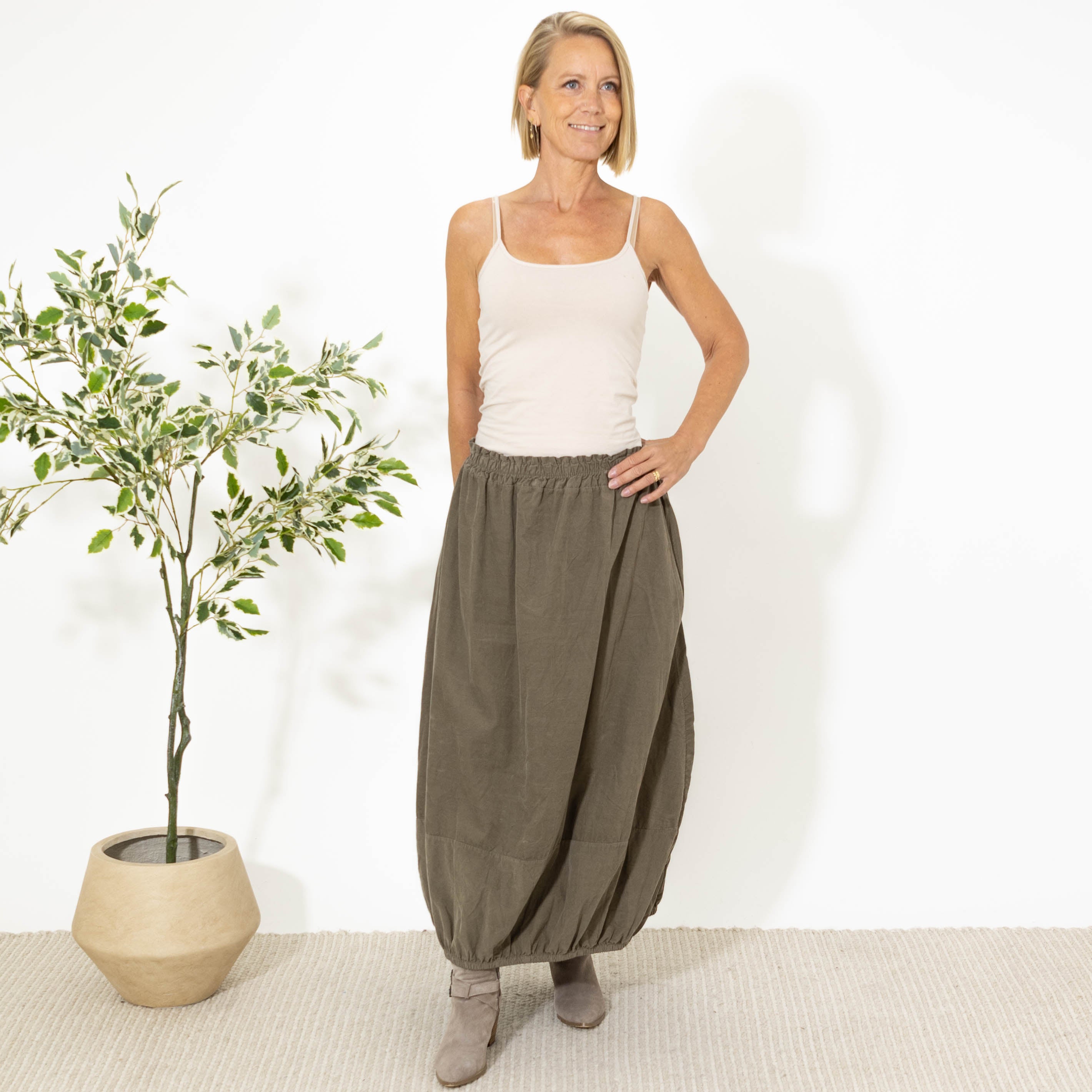 Quinn bomulds nederdel, Taupe
