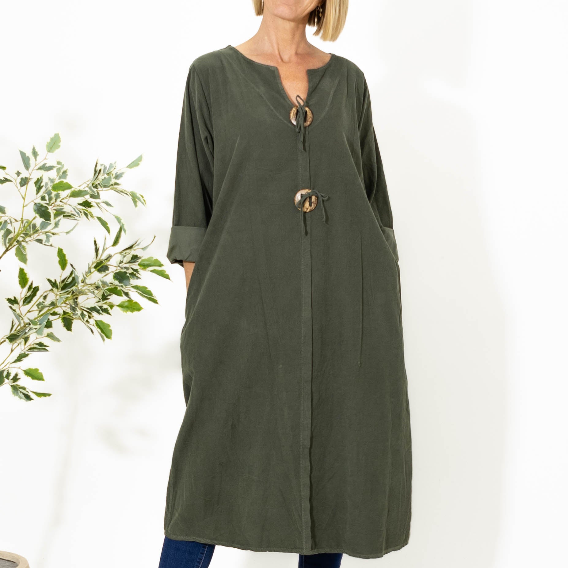 Patsy bomuldskjole, Khaki