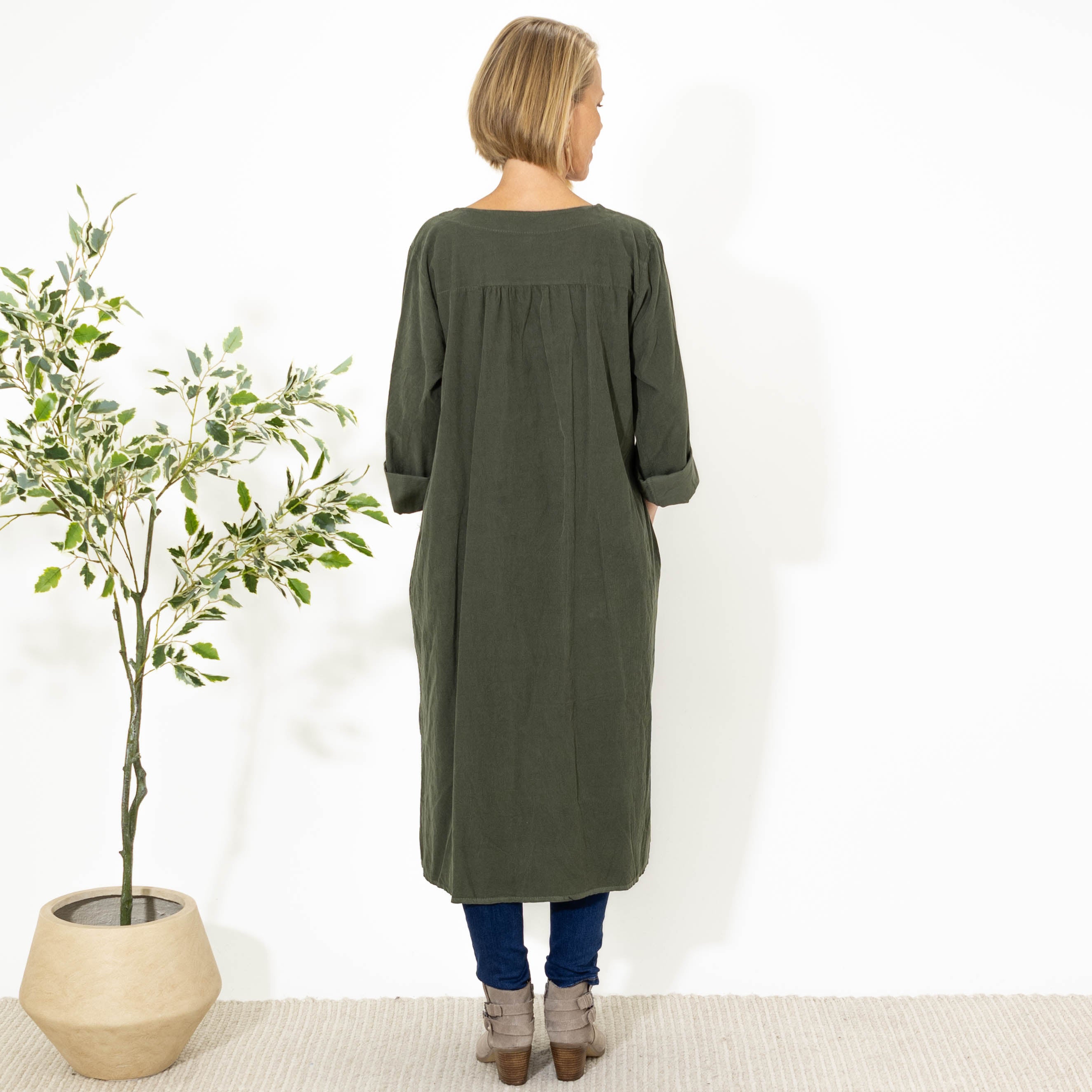 Patsy bomuldskjole, Khaki