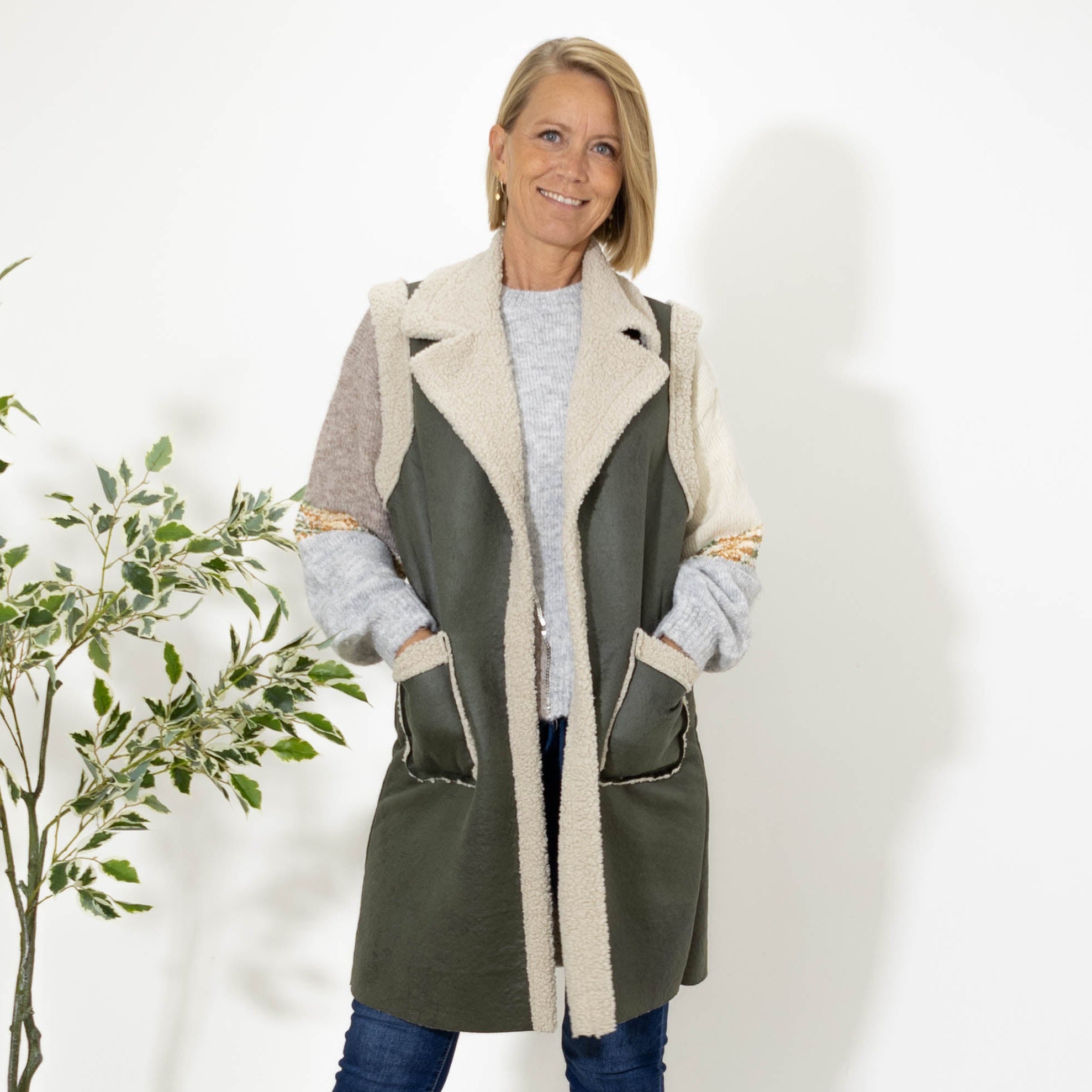 Teddy bamse vest, Khaki