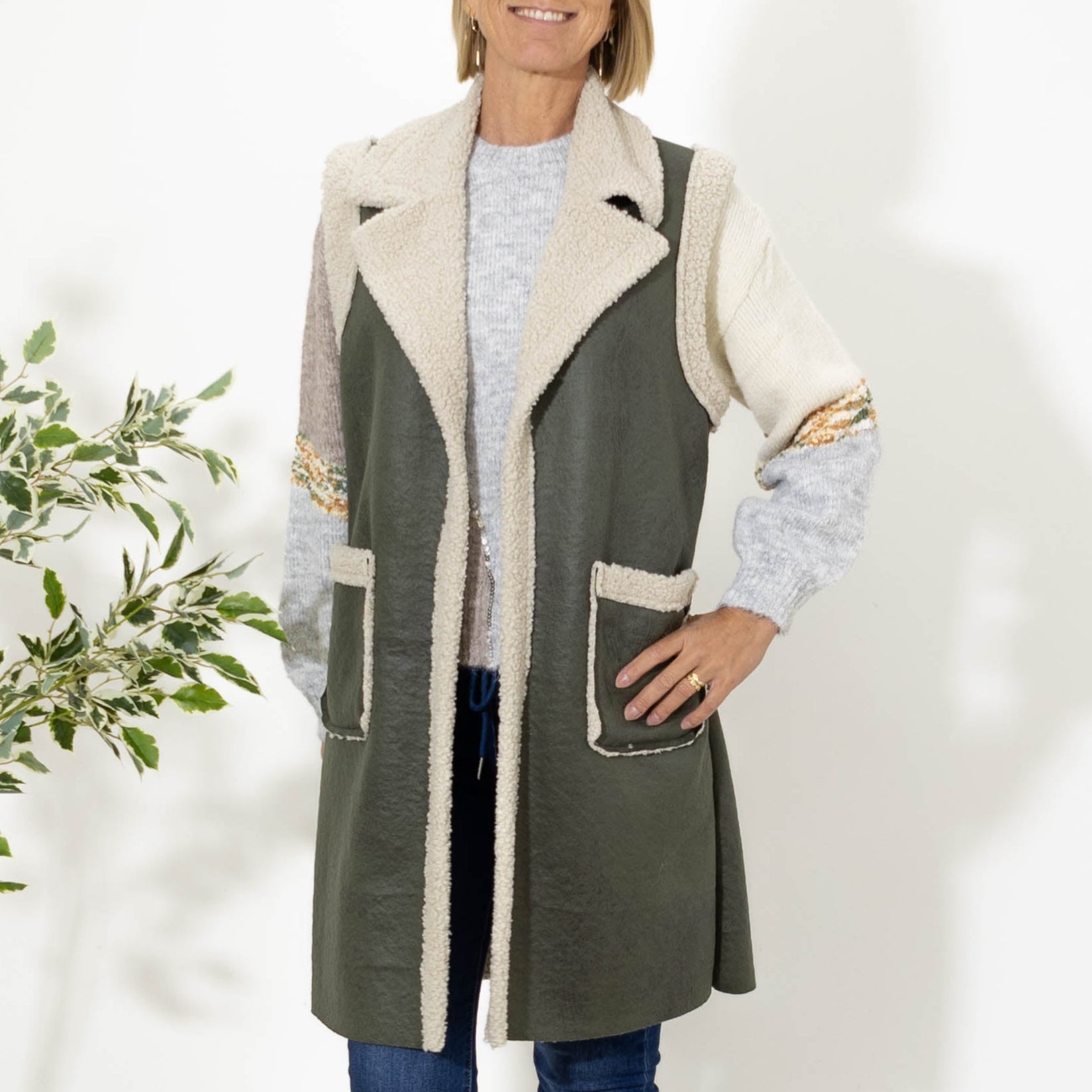 Teddy bamse vest, Khaki