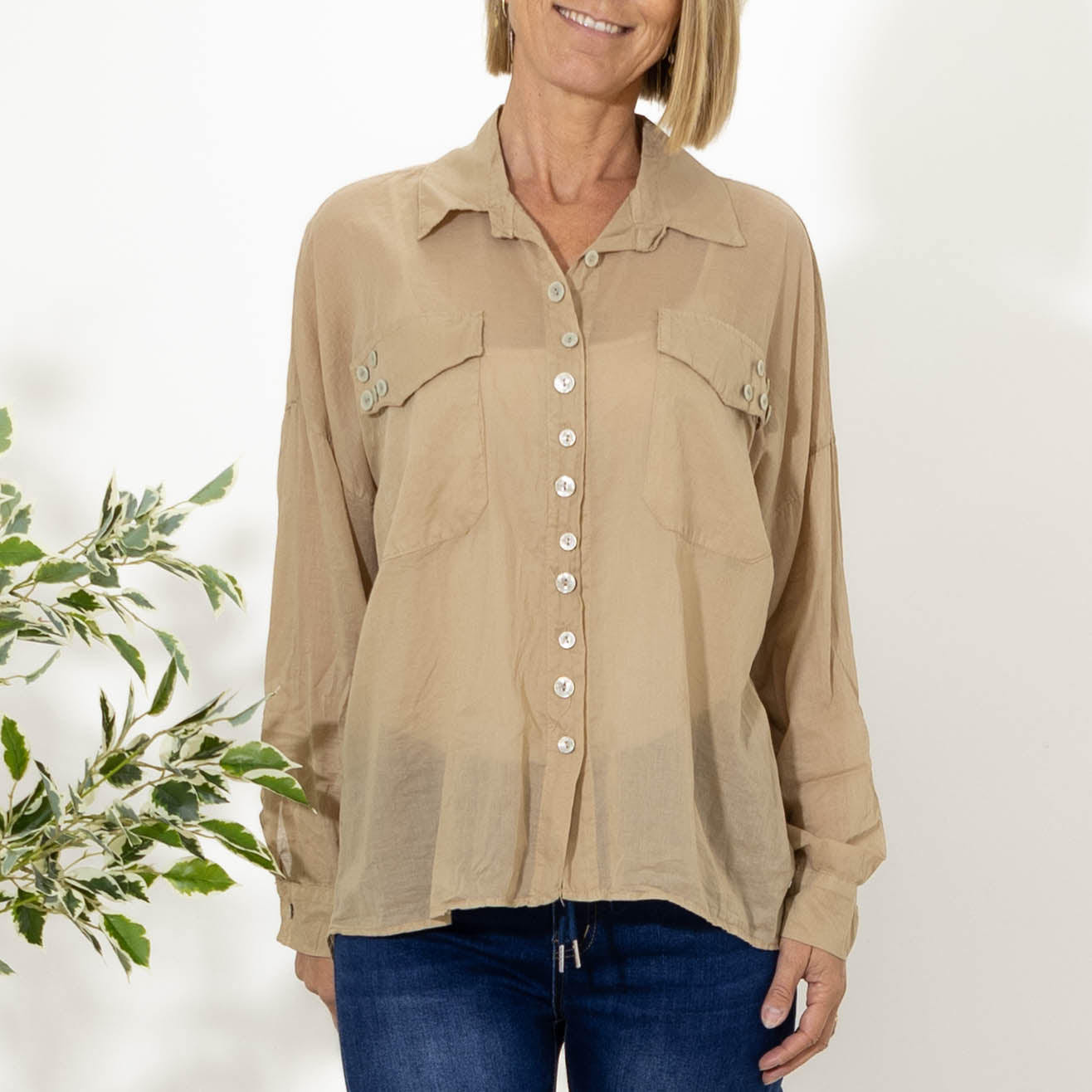 Lotte bomulds skjorte, Camel