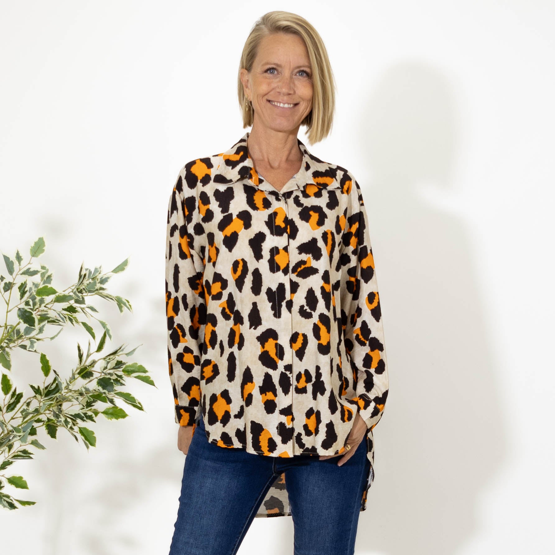Evelyn leopard skjorte, Orange