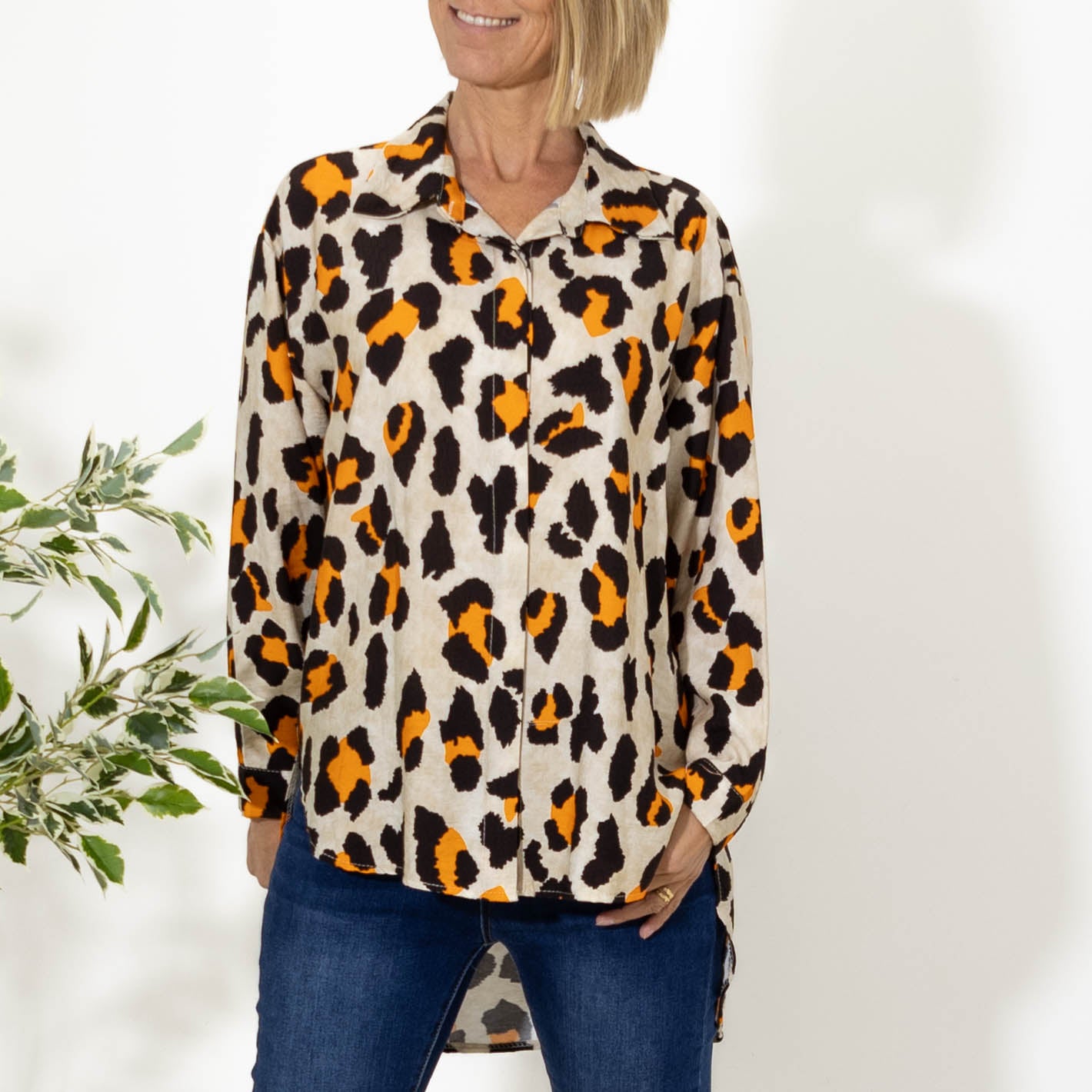 Evelyn leopard skjorte, Orange