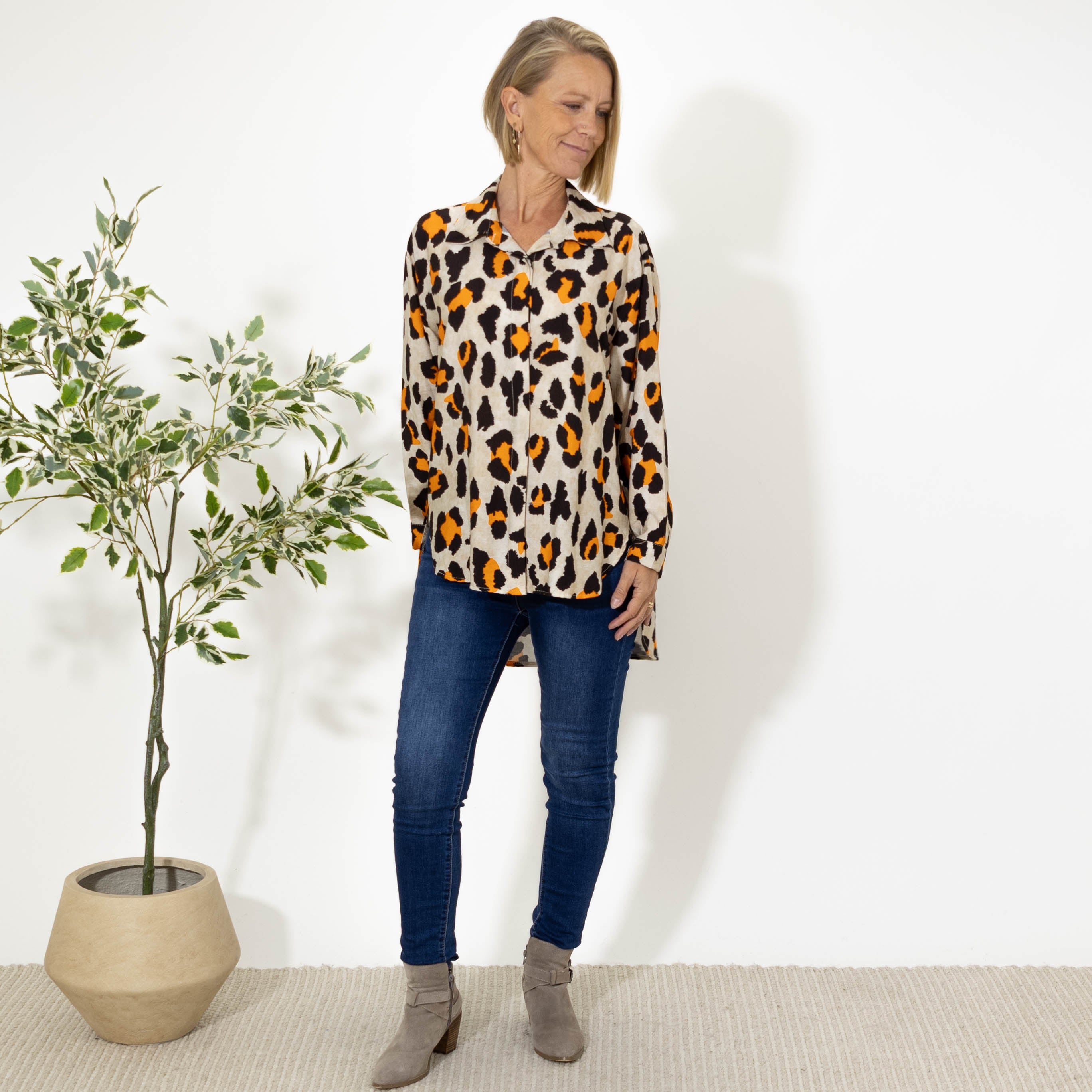 Evelyn leopard skjorte, Orange