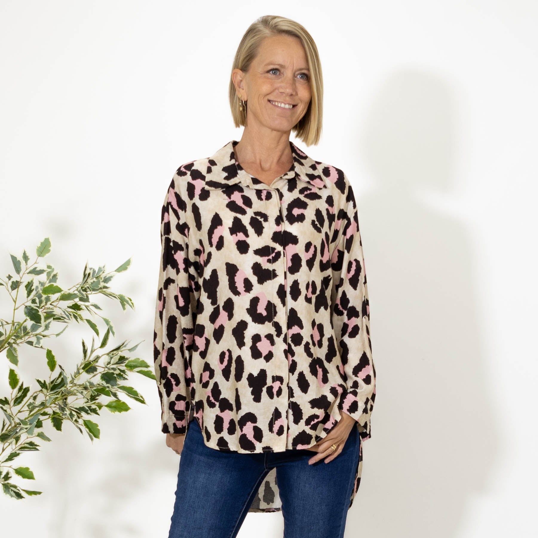 Evelyn leopard skjorte, Rosa