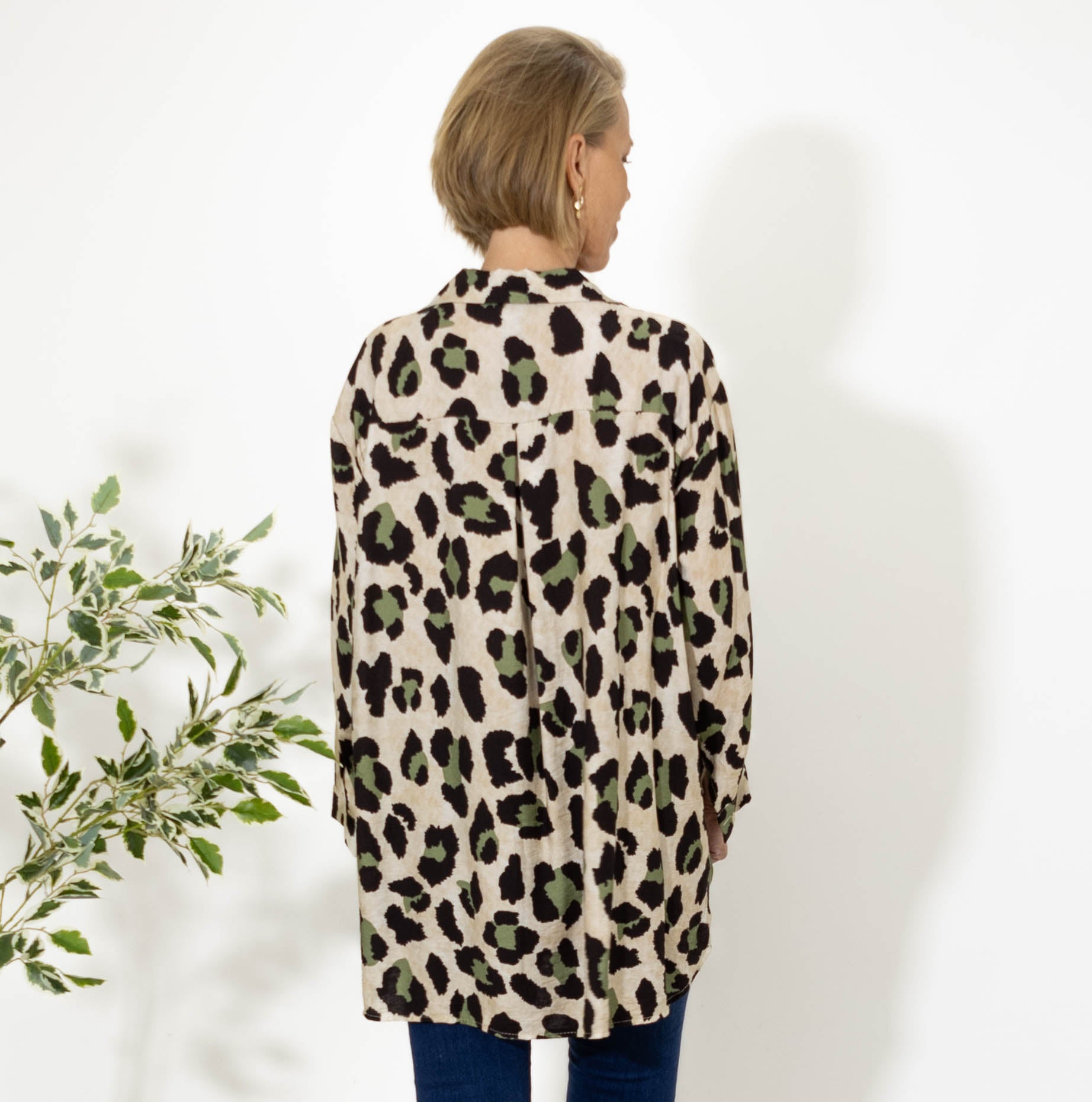 Evelyn leopard skjorte, Khaki