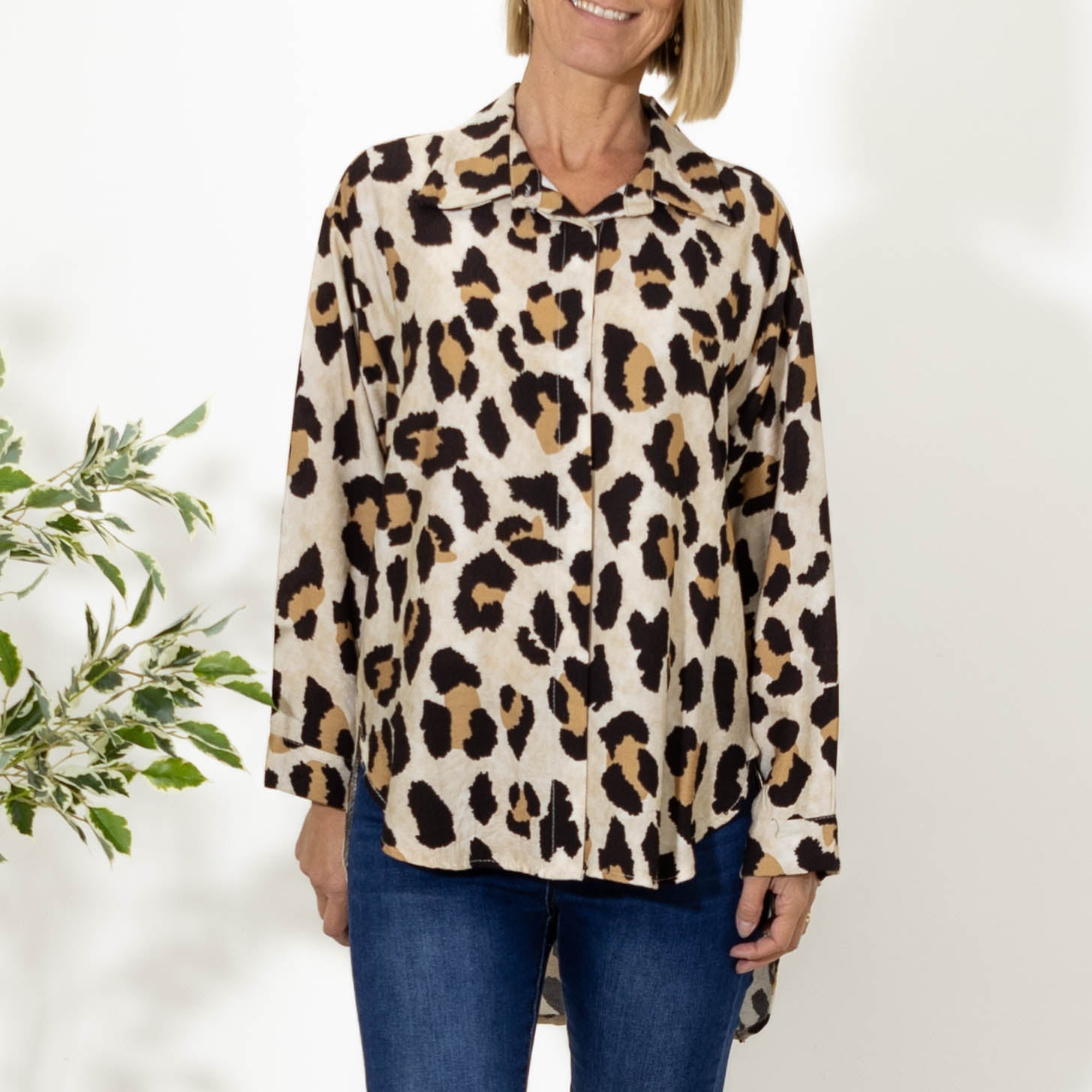 Evelyn leopard skjorte, Camel