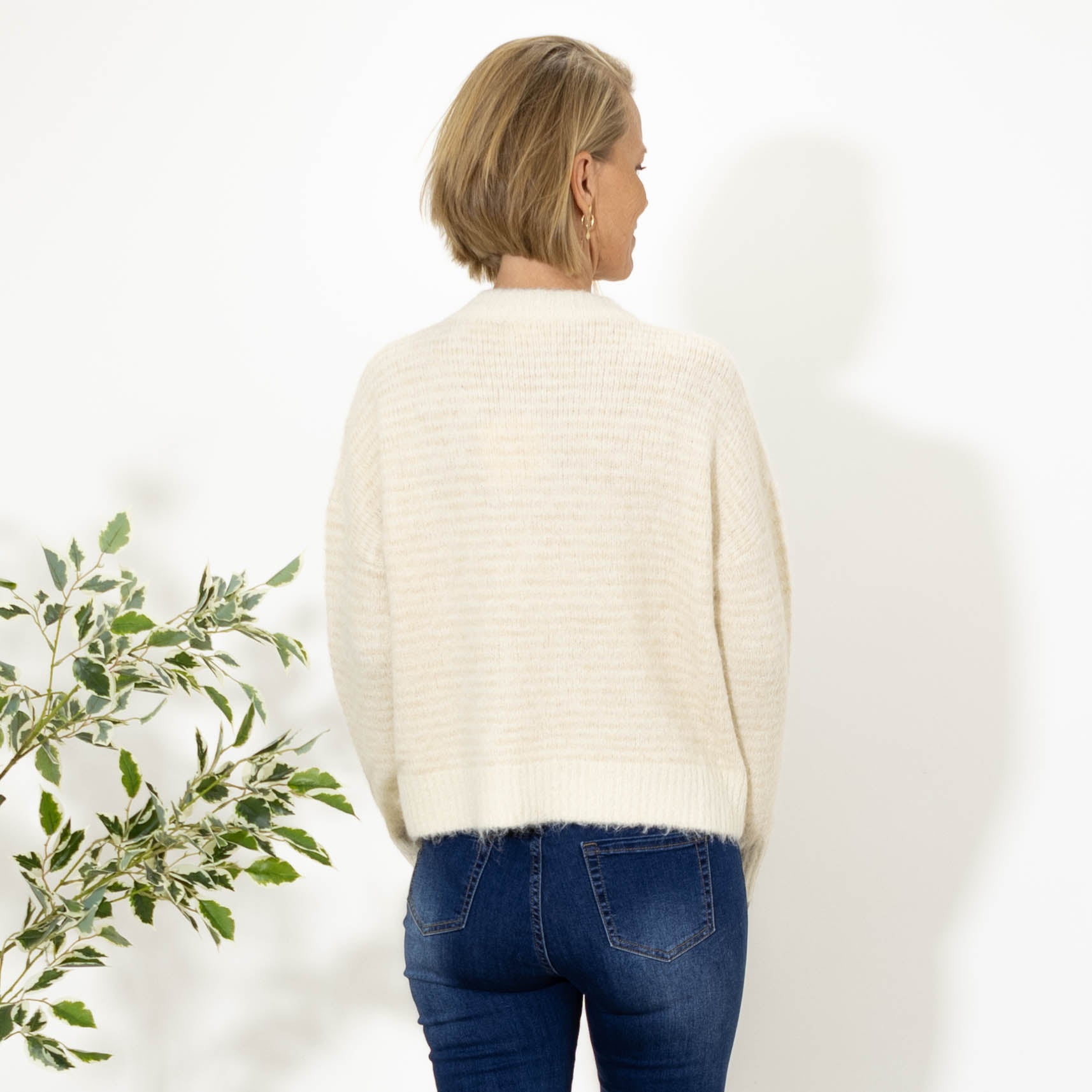 Bettina stribet strik, Beige