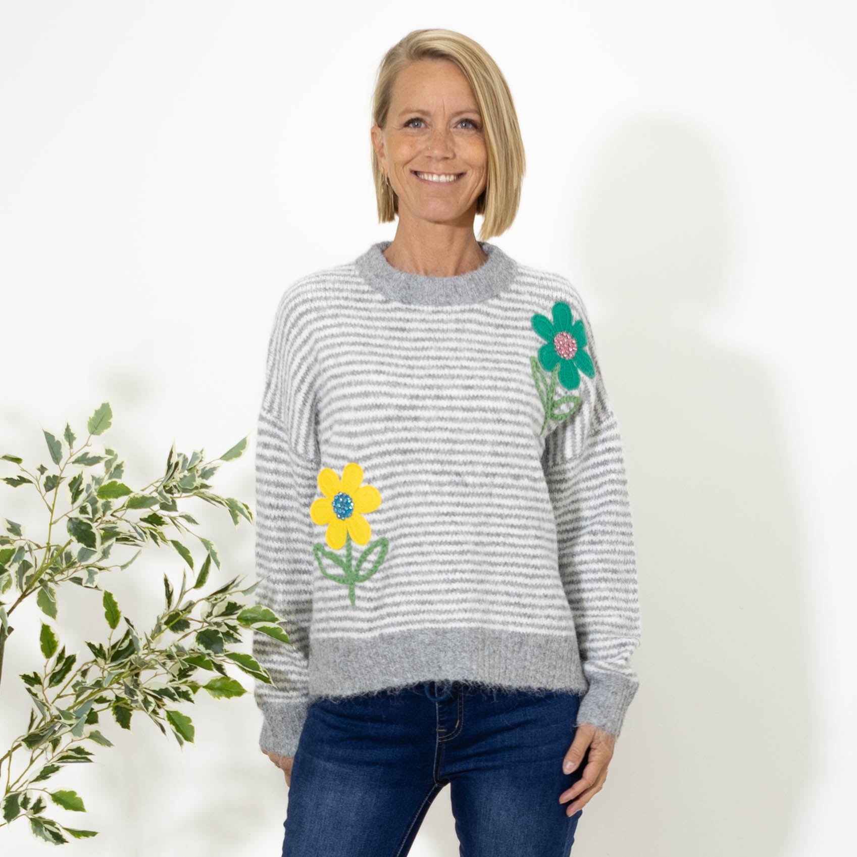 Bettina stribet strik, Grå