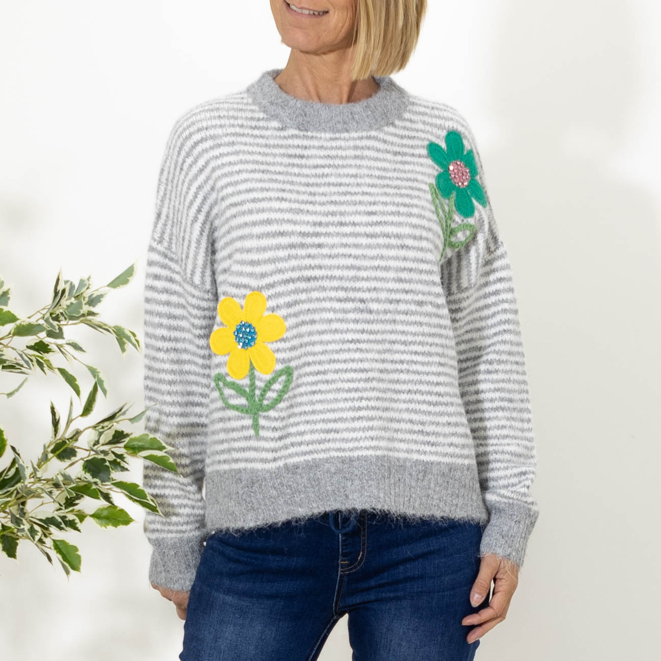 Bettina stribet strik, Grå