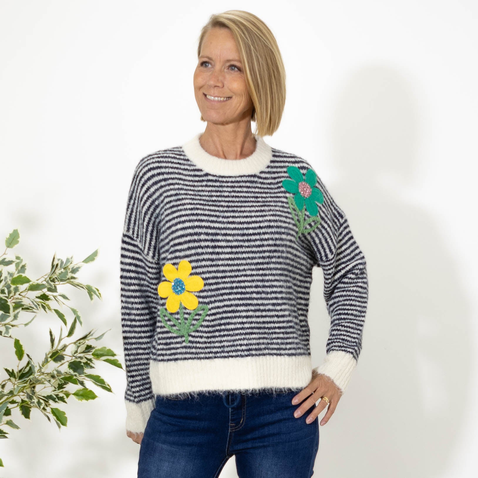 Bettina stribet strik, Sort