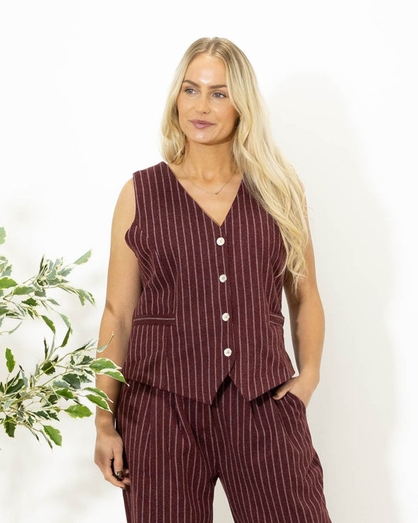 Carmen stribet vest, Bordeaux