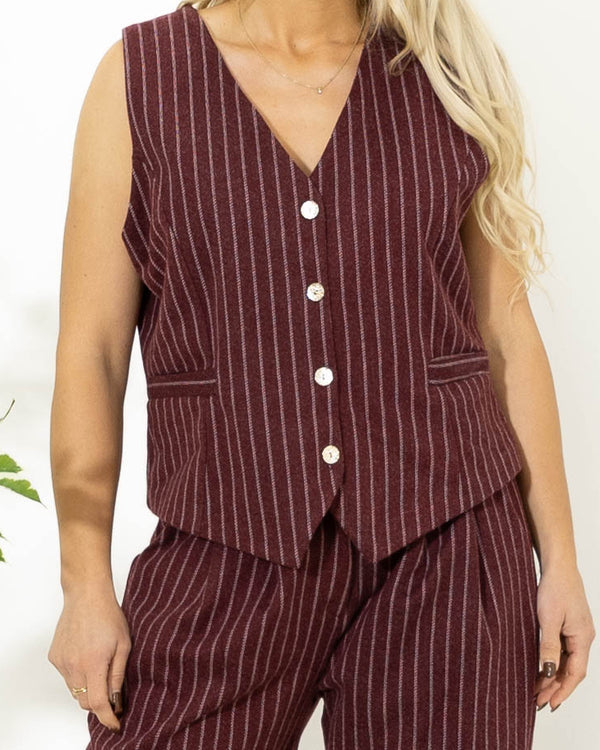 Carmen stribet vest, Bordeaux
