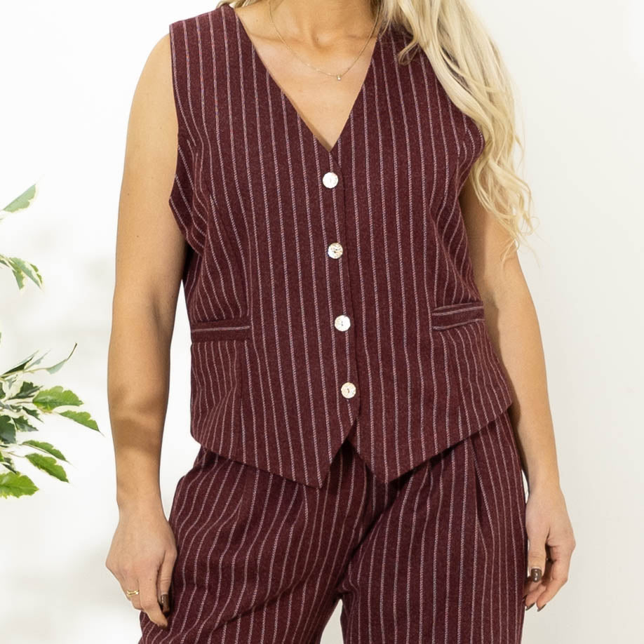 Carmen stribet vest, Bordeaux