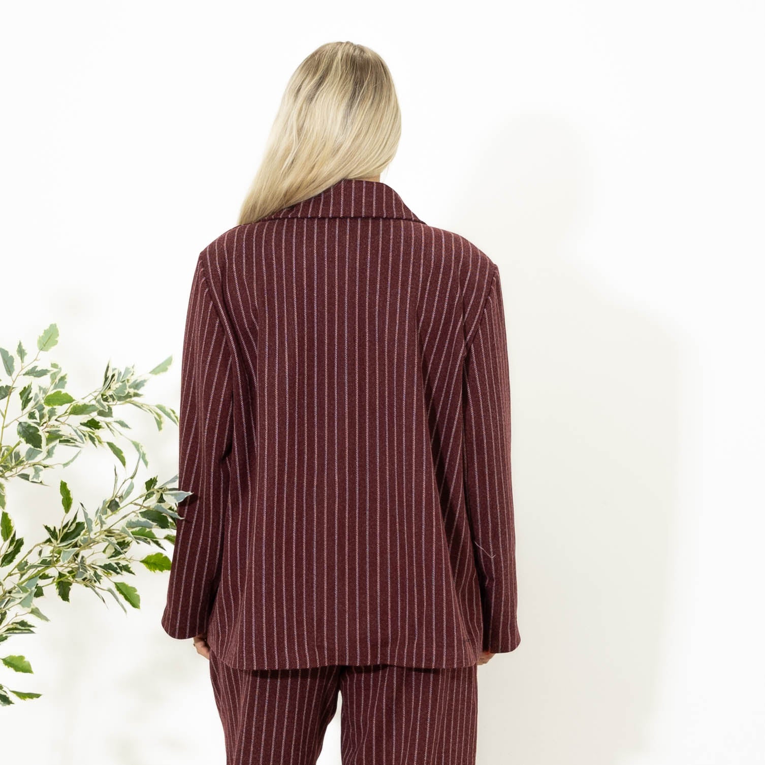 Ally stribet habitjakke, Bordeaux