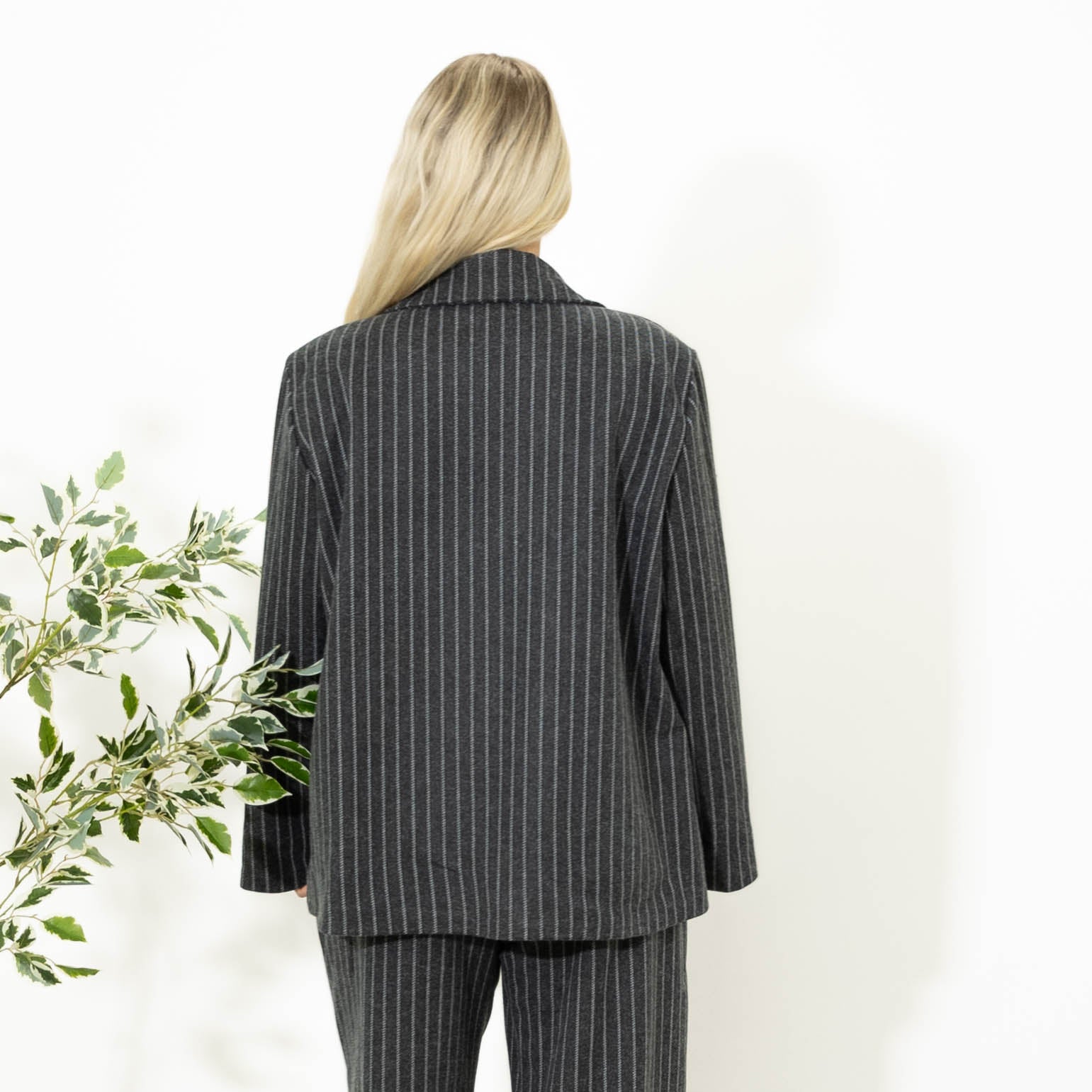 Ally stribet habitjakke, Grå