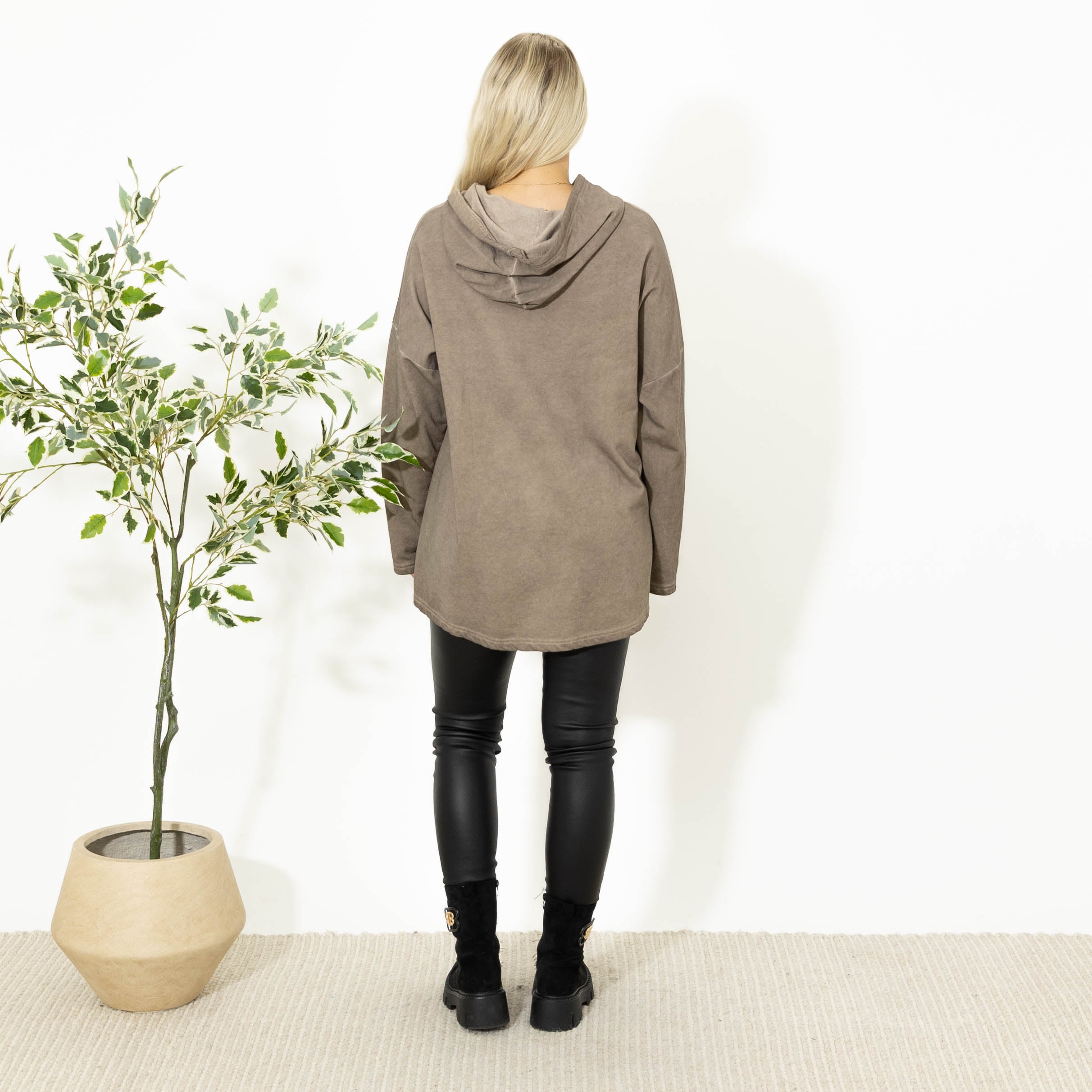 Vivi sweatshirt m. hoodie, Taupe