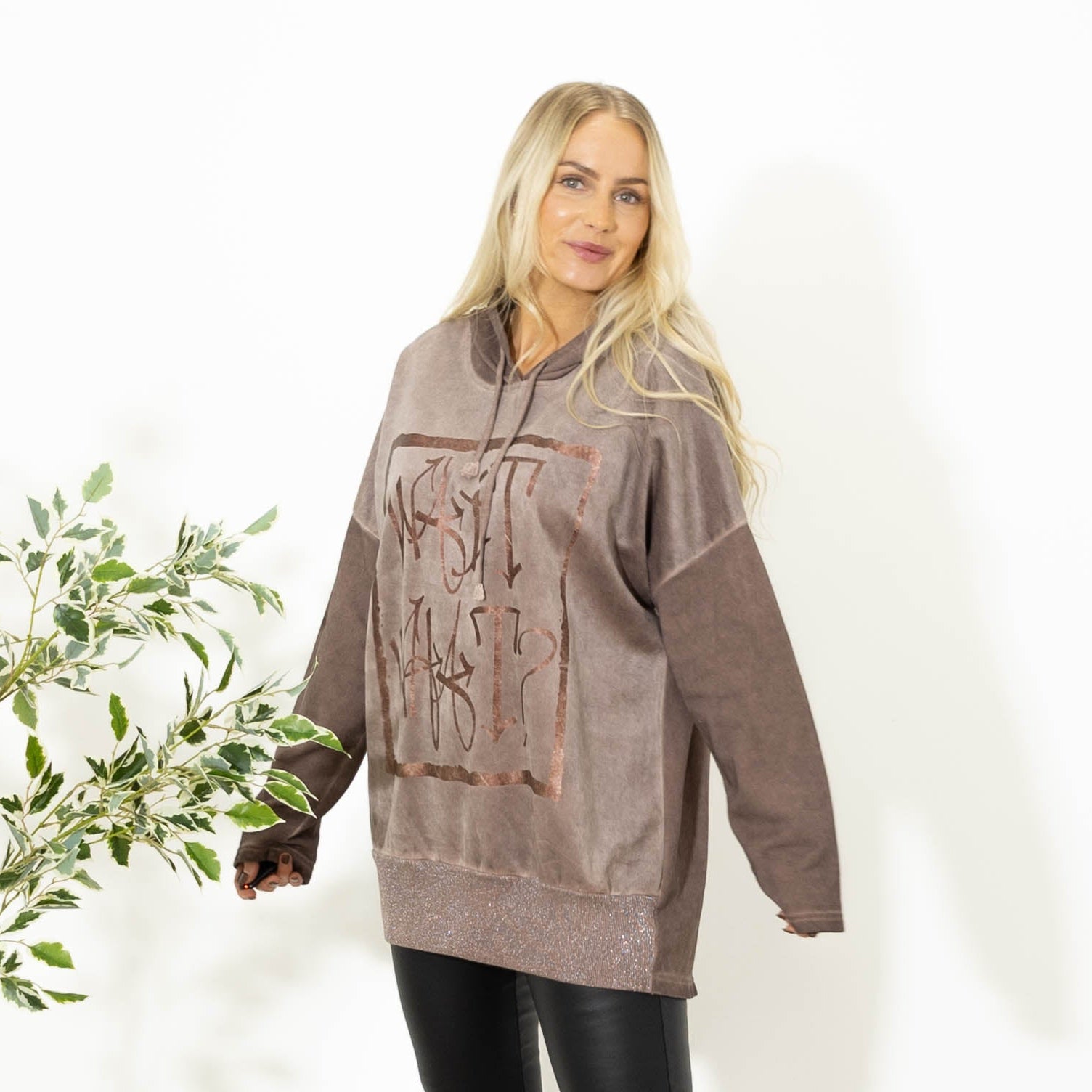Vivi sweatshirt m. hoodie, Choko
