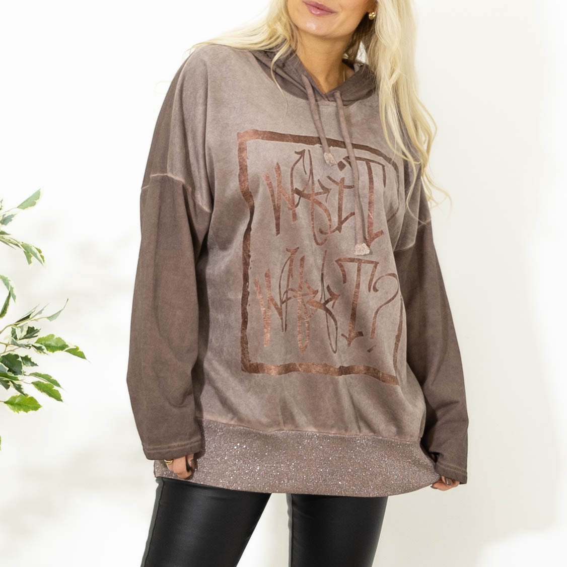 Vivi sweatshirt m. hoodie, Choko