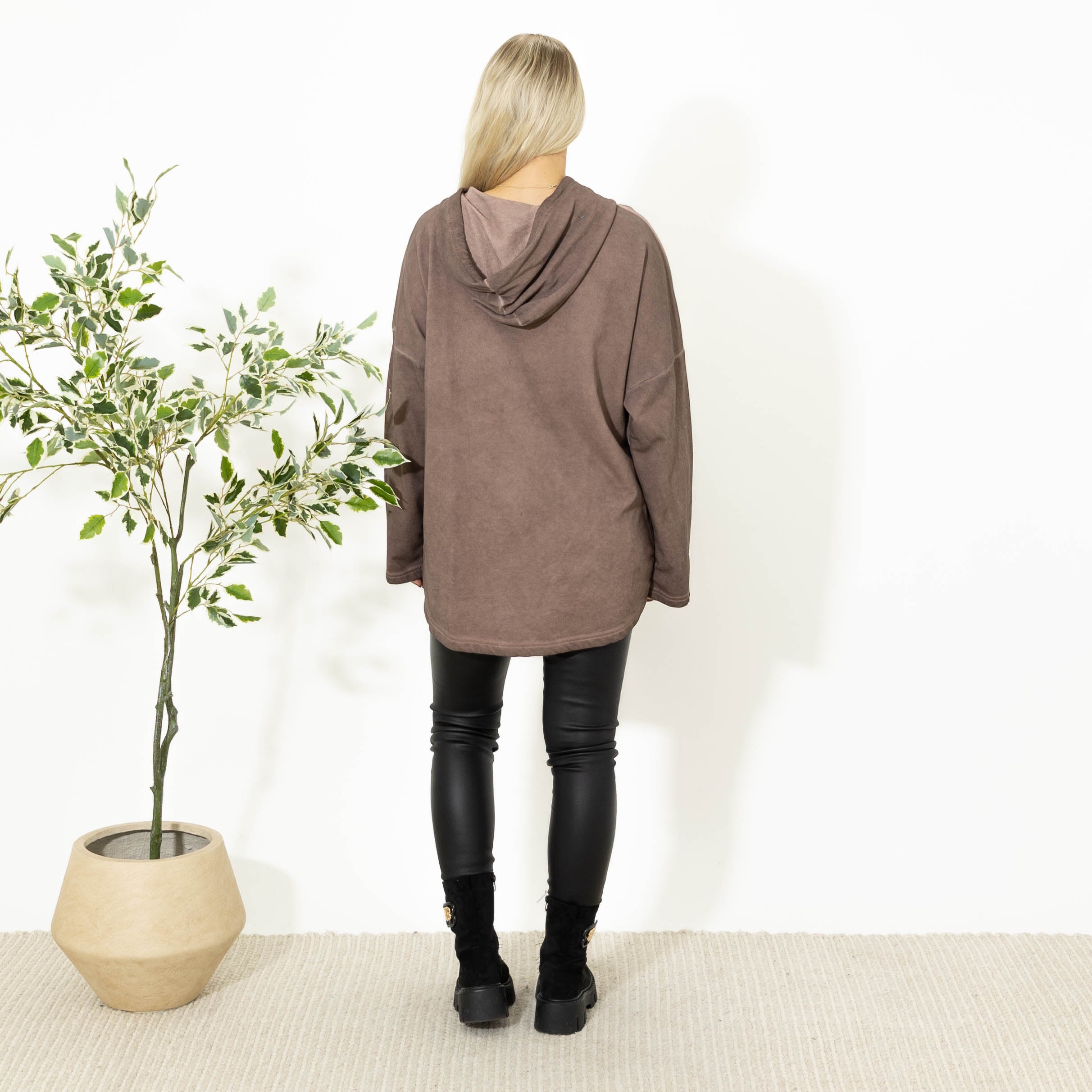 Vivi sweatshirt m. hoodie, Choko