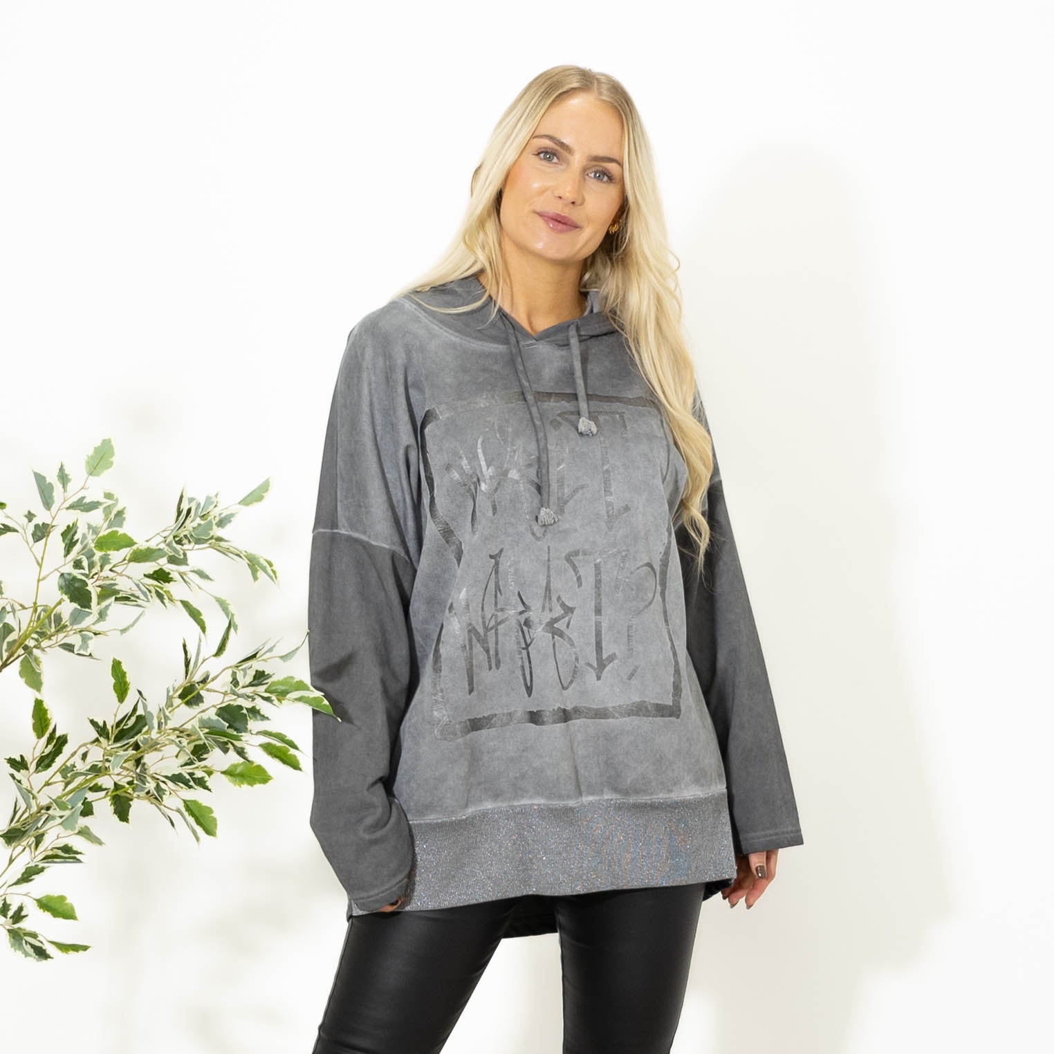 Vivi sweatshirt m. hoodie, Grå