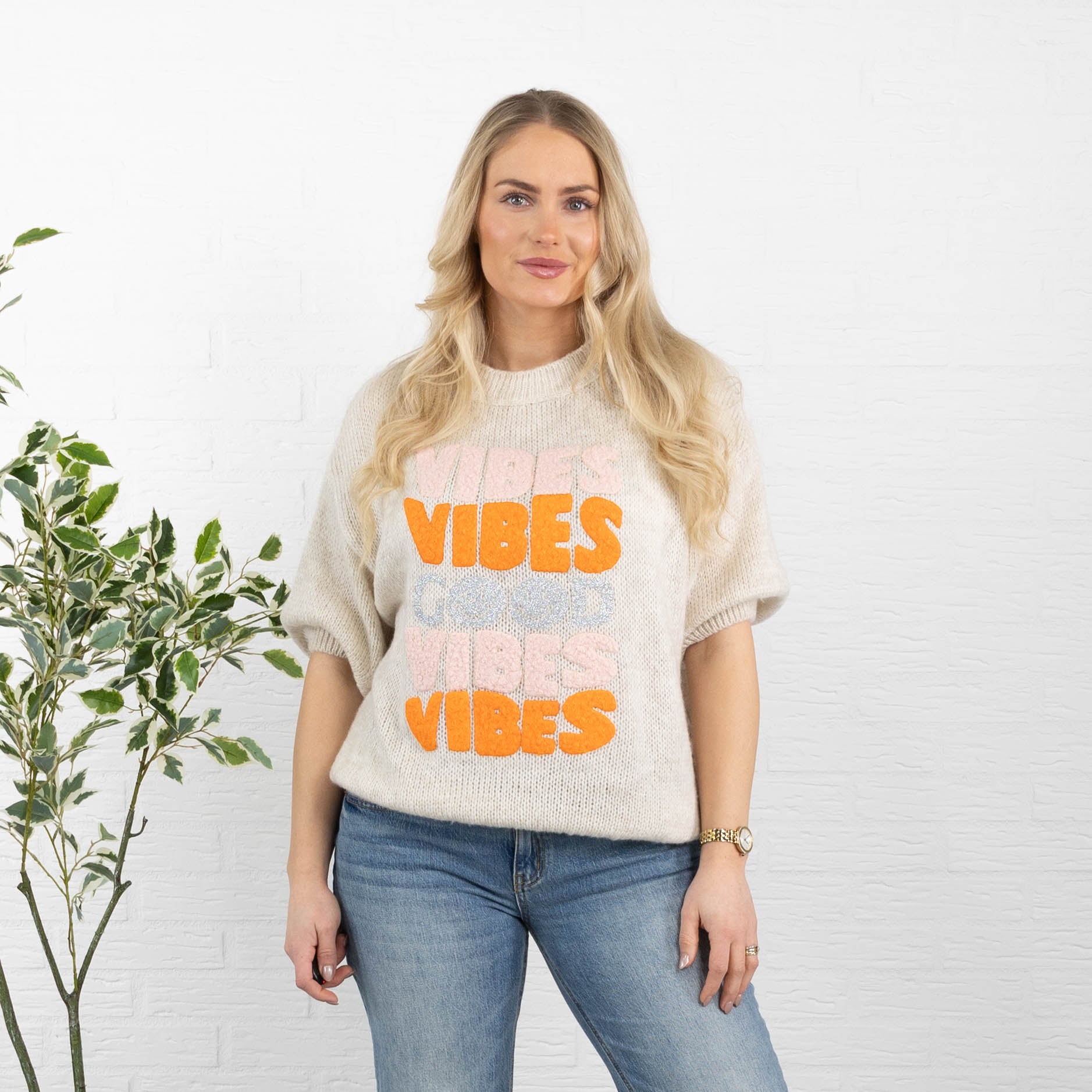 Good Vibes strik, Beige