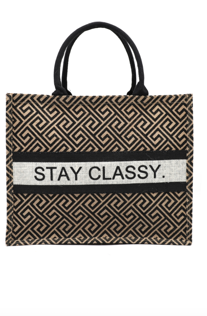 Taske m. stay classy print, Taupe